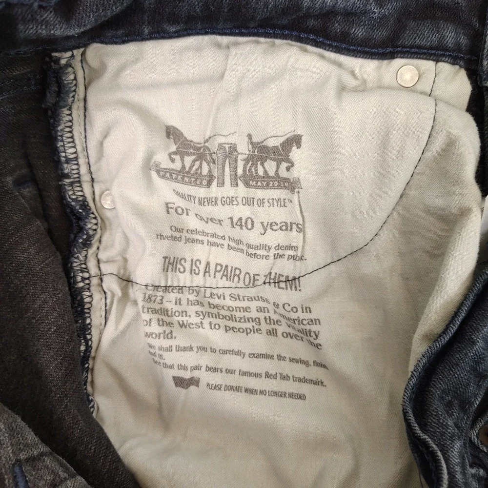 Levi's 505 Jeans Regular Fit Black Wash Denim Pants Mens‎ Size 34x33 (36x34)